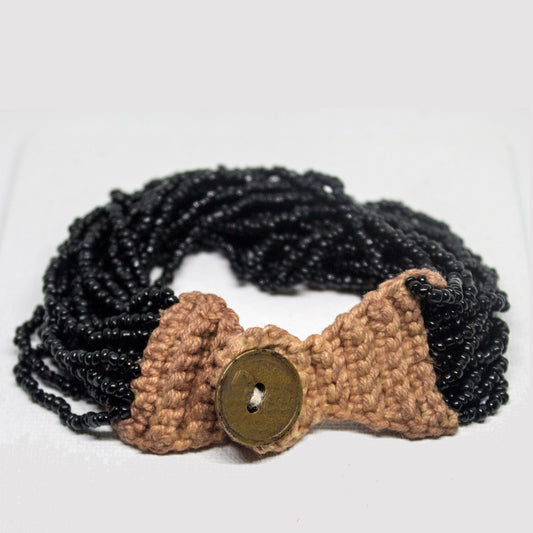 Black Vintage Coral Bead Wrap Bracelets
