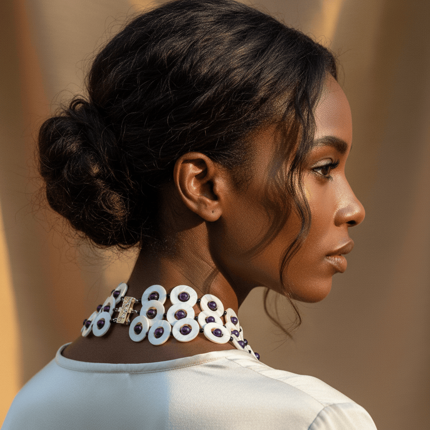 Amethyst Shell Statement Necklace Necklaces