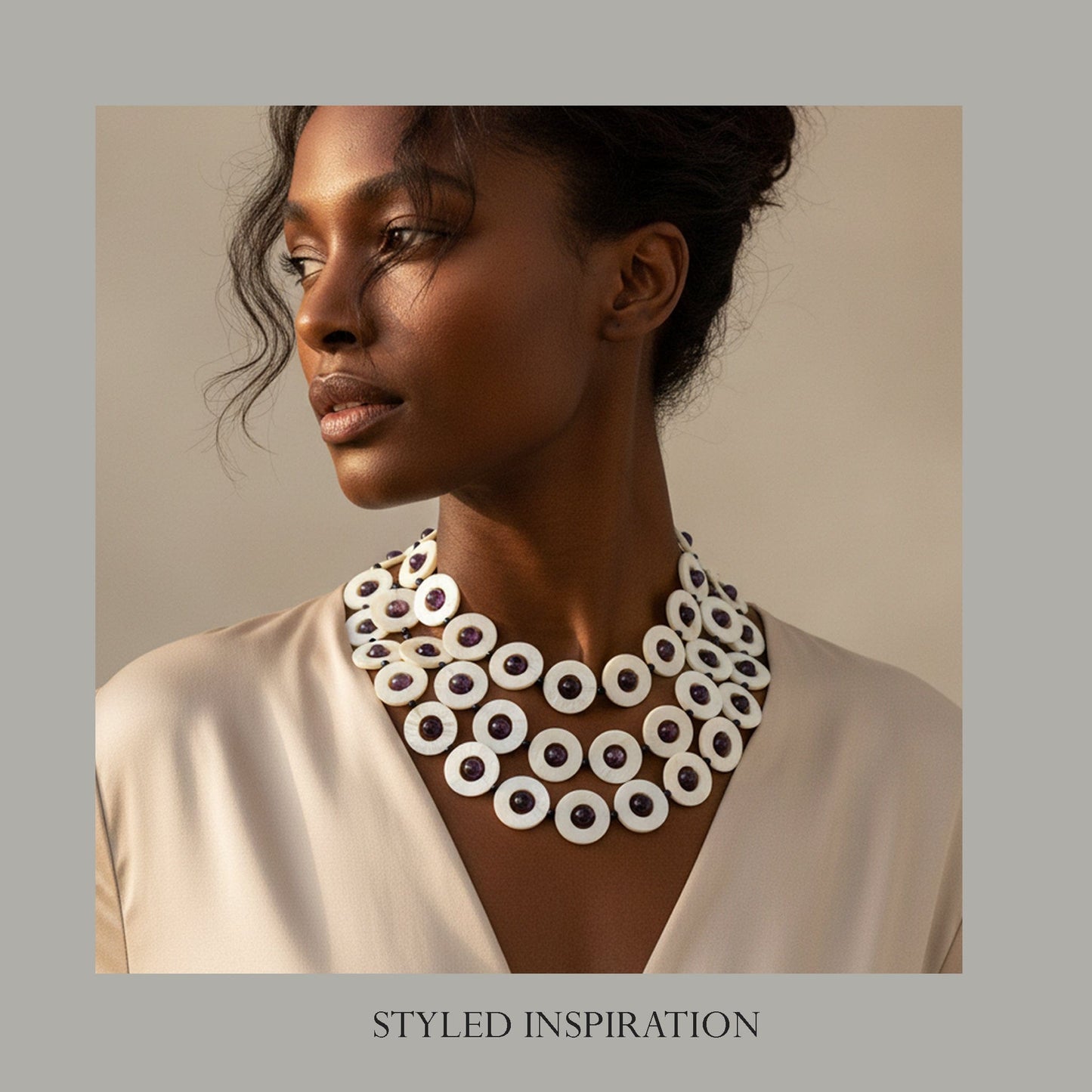 Amethyst Shell Statement Necklace Necklaces