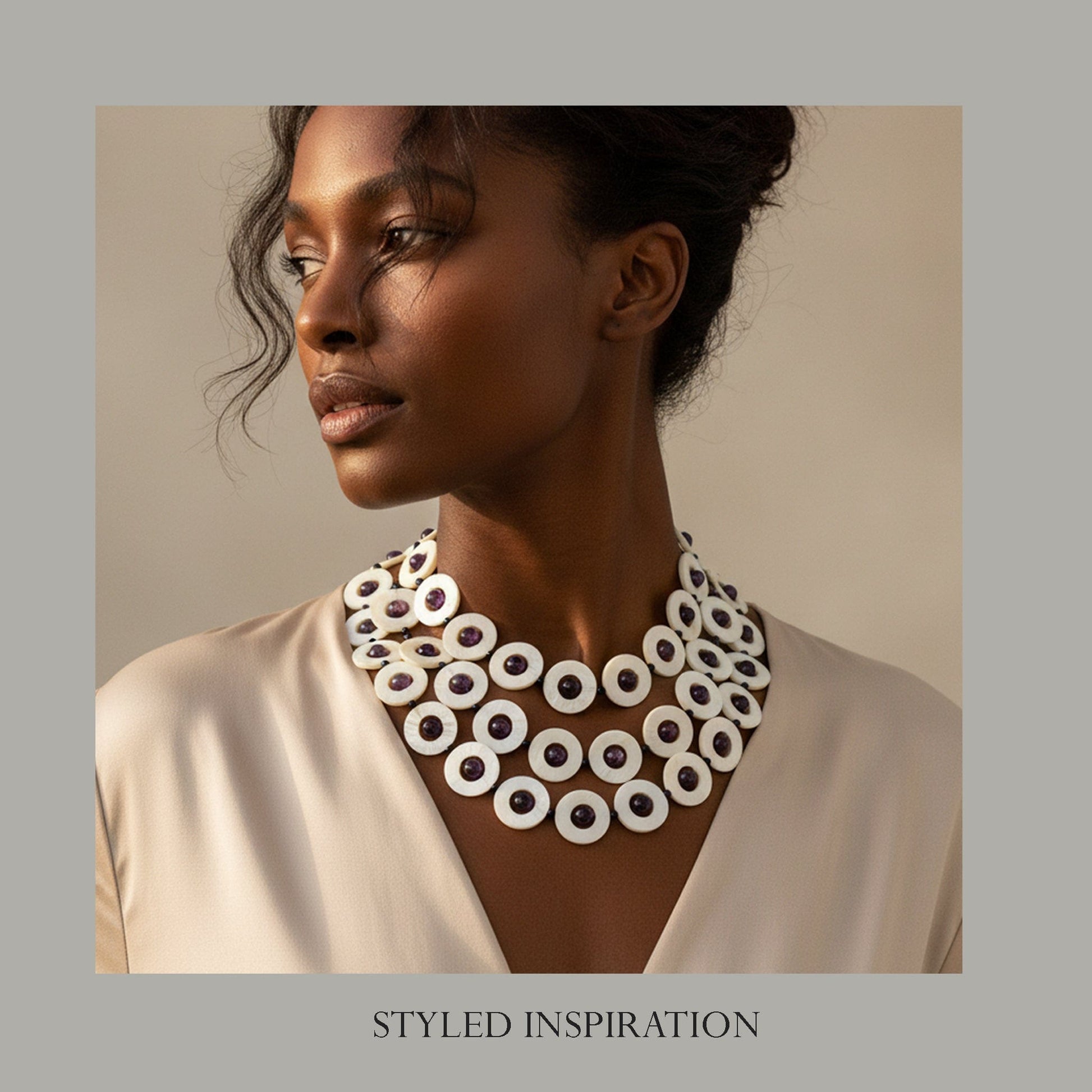 Amethyst Shell Statement Necklace Necklaces