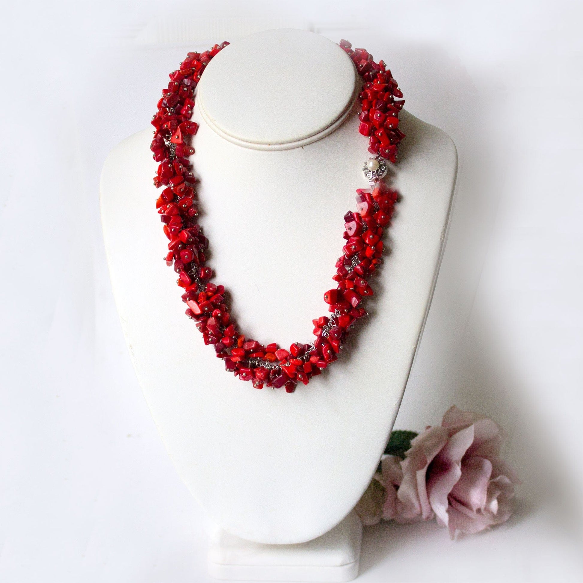 Coral Crystal Necklace Jewelry