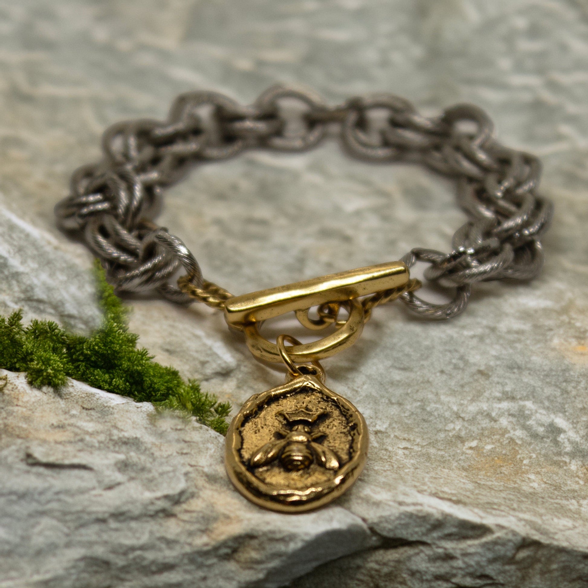 French Bee and Cross Charm Bracelet Bracelets