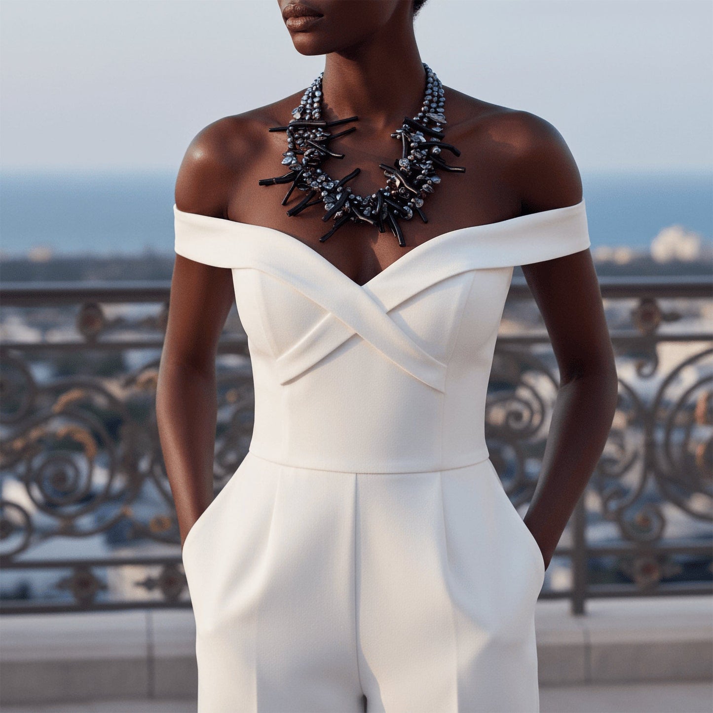 Midnight Coral Statement Necklace Jewelry