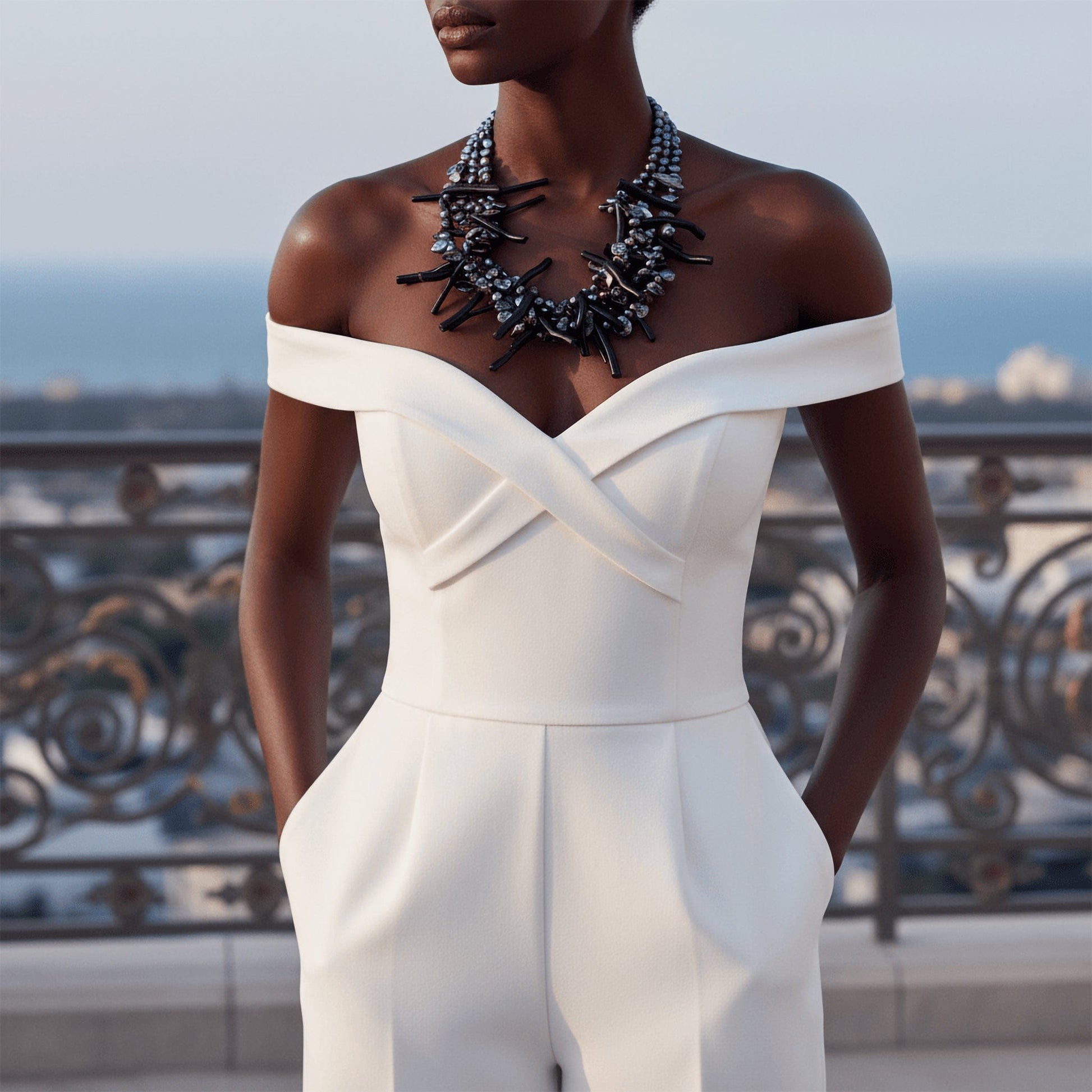 Midnight Coral Statement Necklace Jewelry