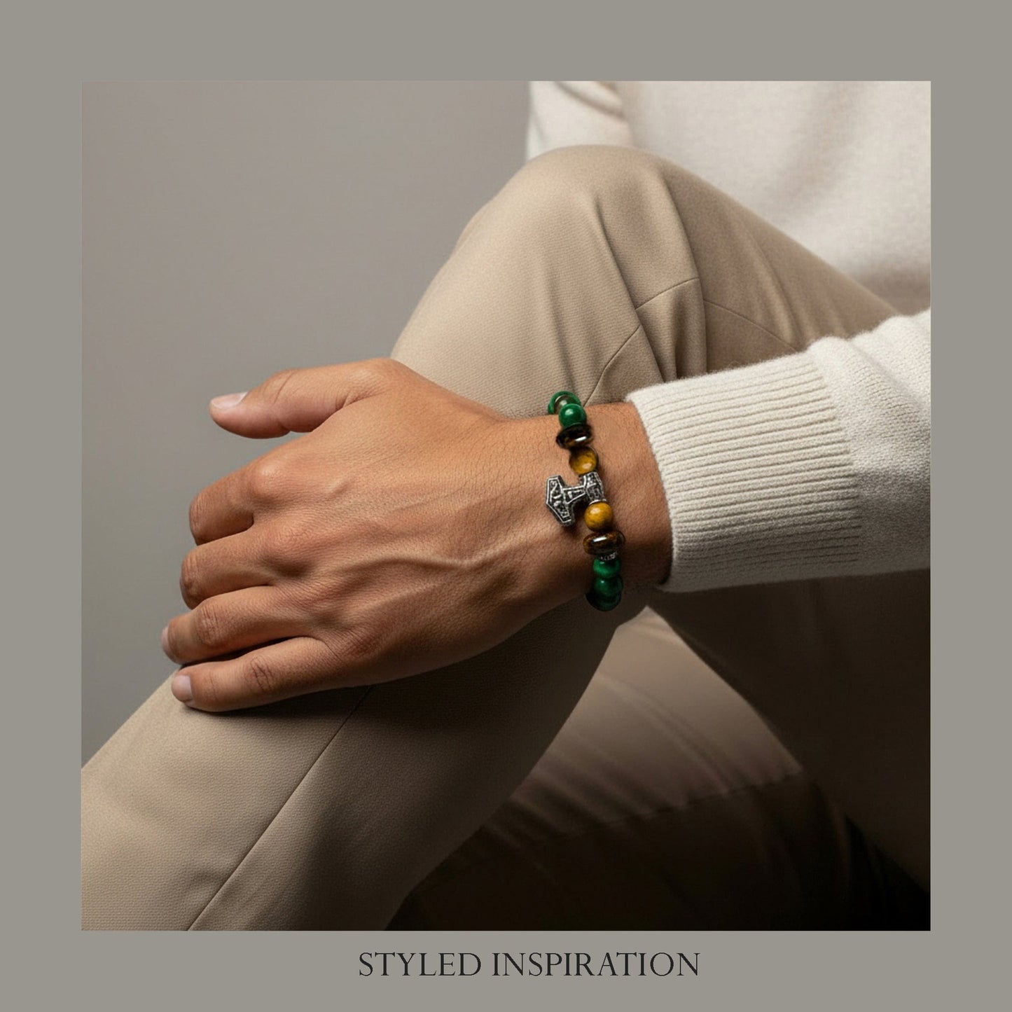 Norse Hammer and Stone Bracelet Bracelets