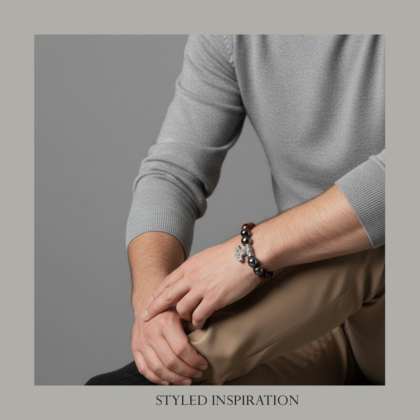 Norse Hammer Tiger Eye Bracelet