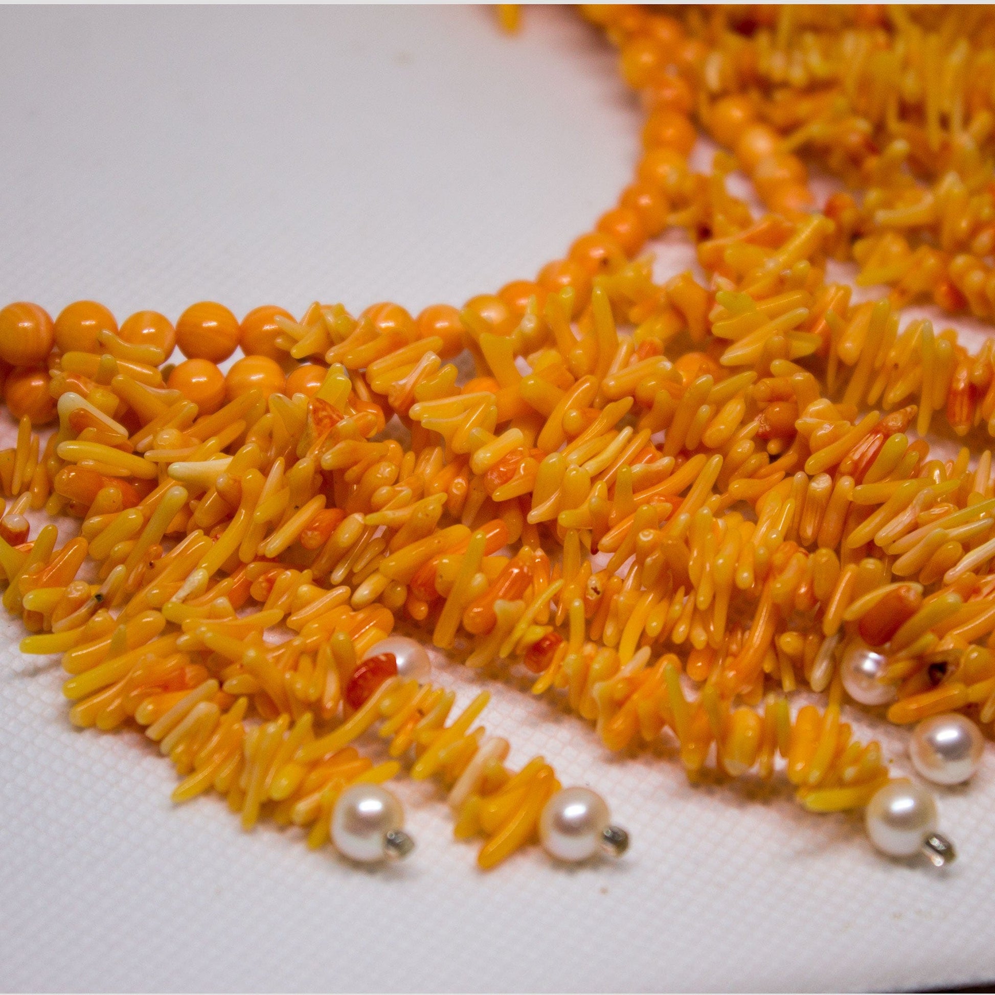 Orange Coral Pearl Necklace Necklaces