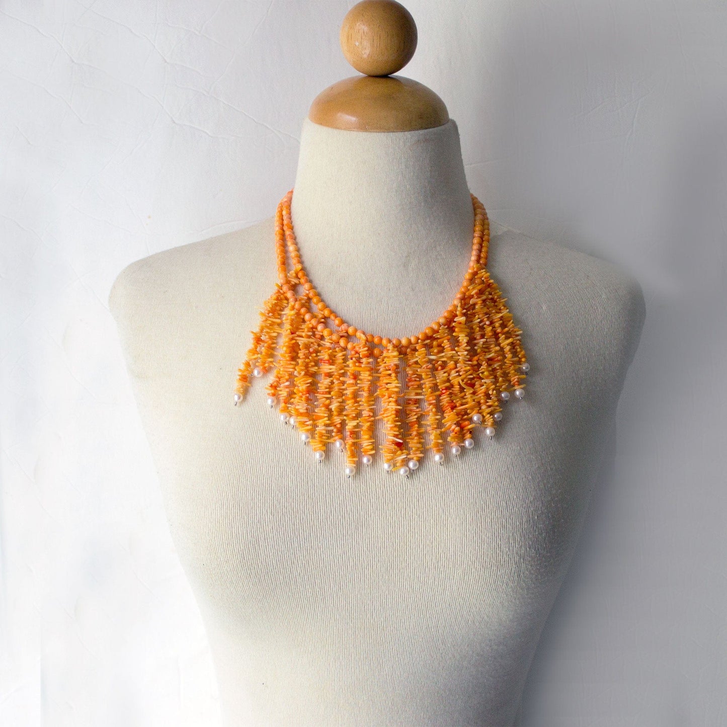 Orange Coral Pearl Necklace Necklaces