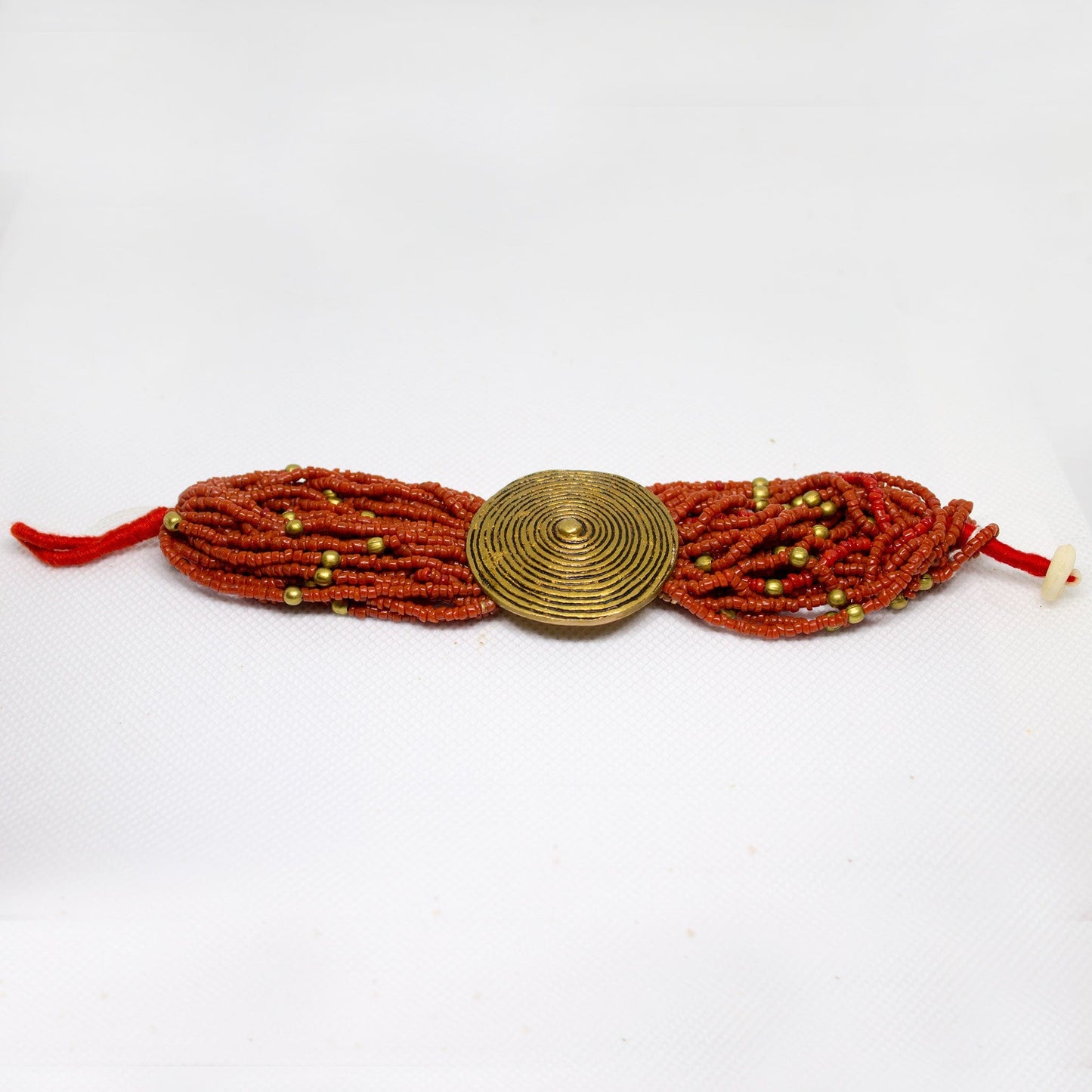 Red Vintage Coral Bead Wrist Wrap Bracelets
