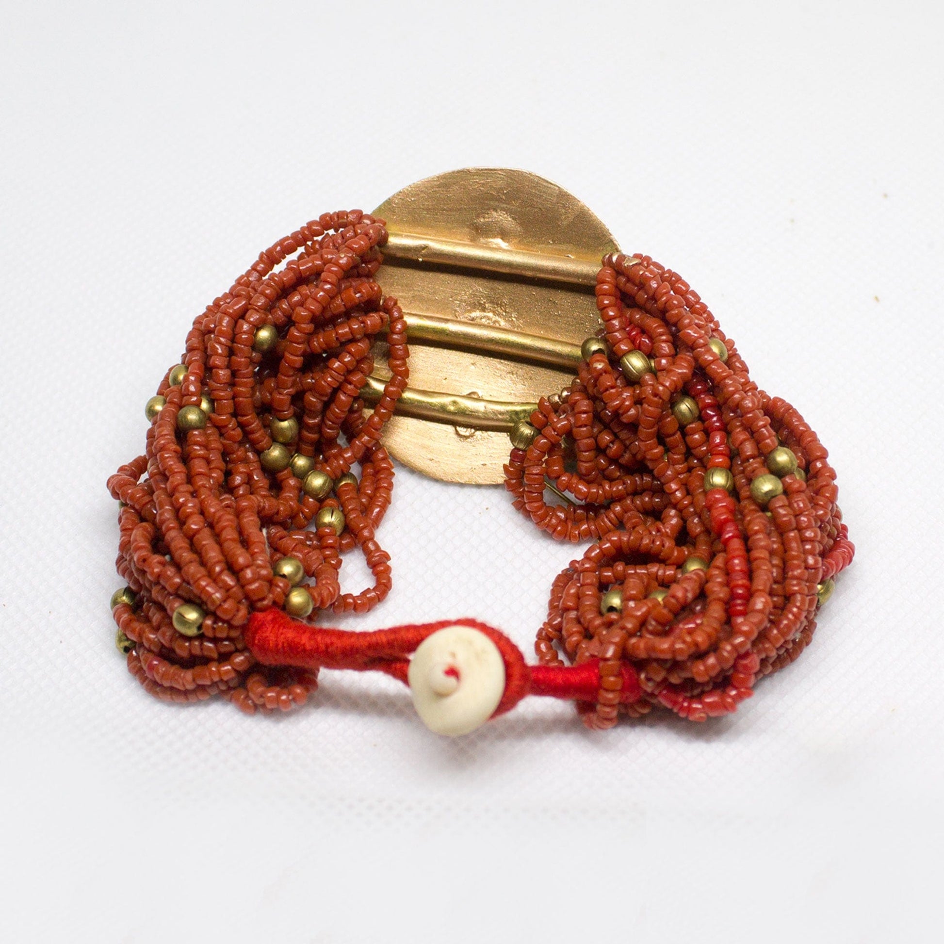 Red Vintage Coral Bead Wrist Wrap Bracelets