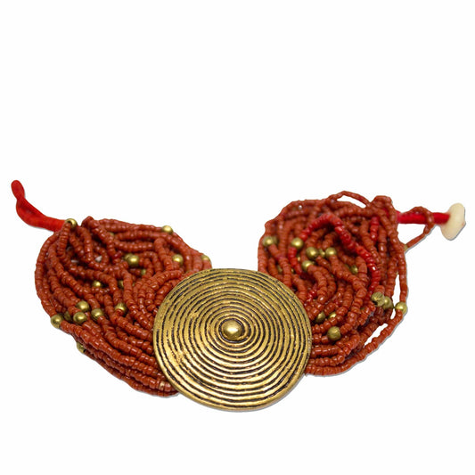 Red Vintage Coral Bead Wrist Wrap Bracelets