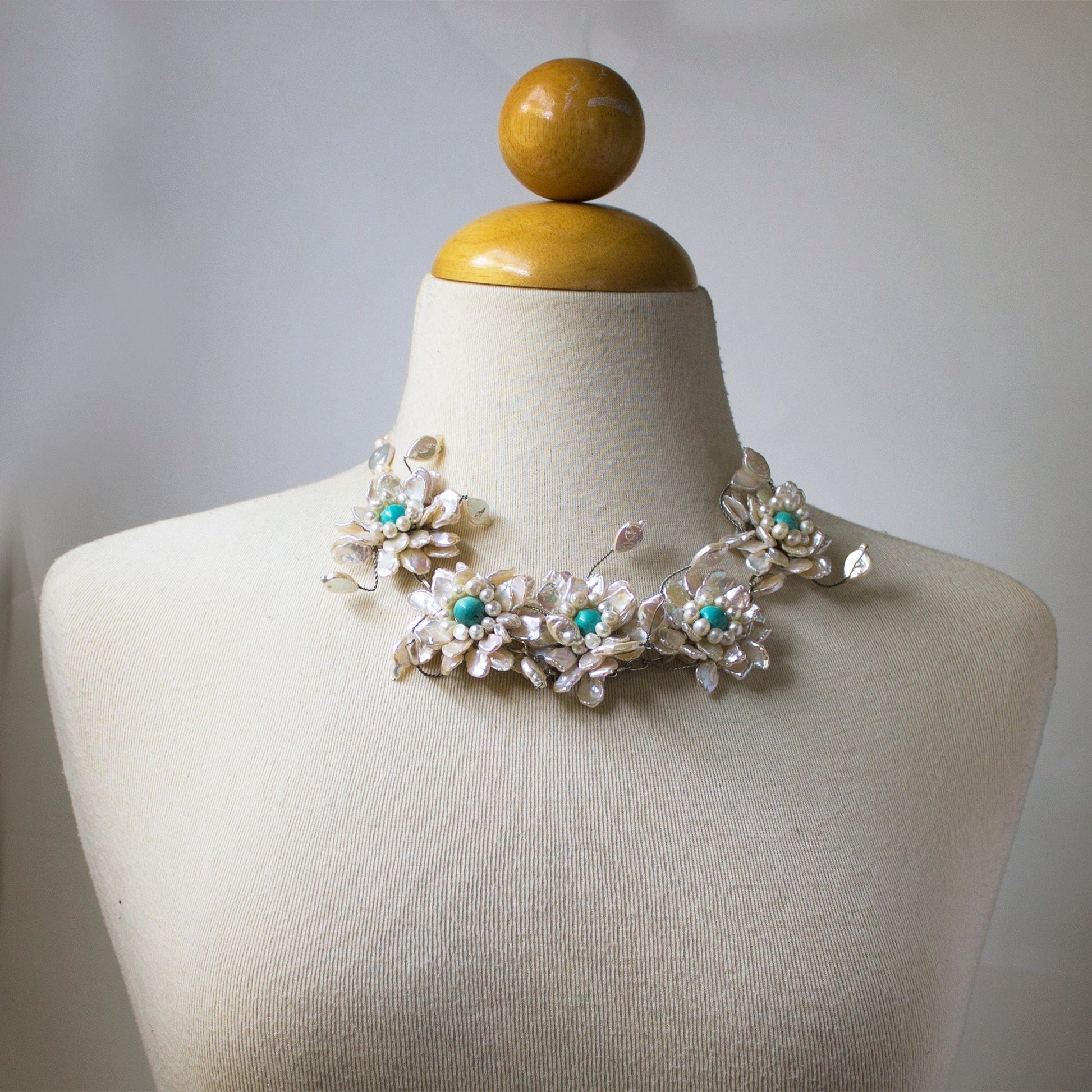 Blossom in Winter Pearl and Stone Necklace