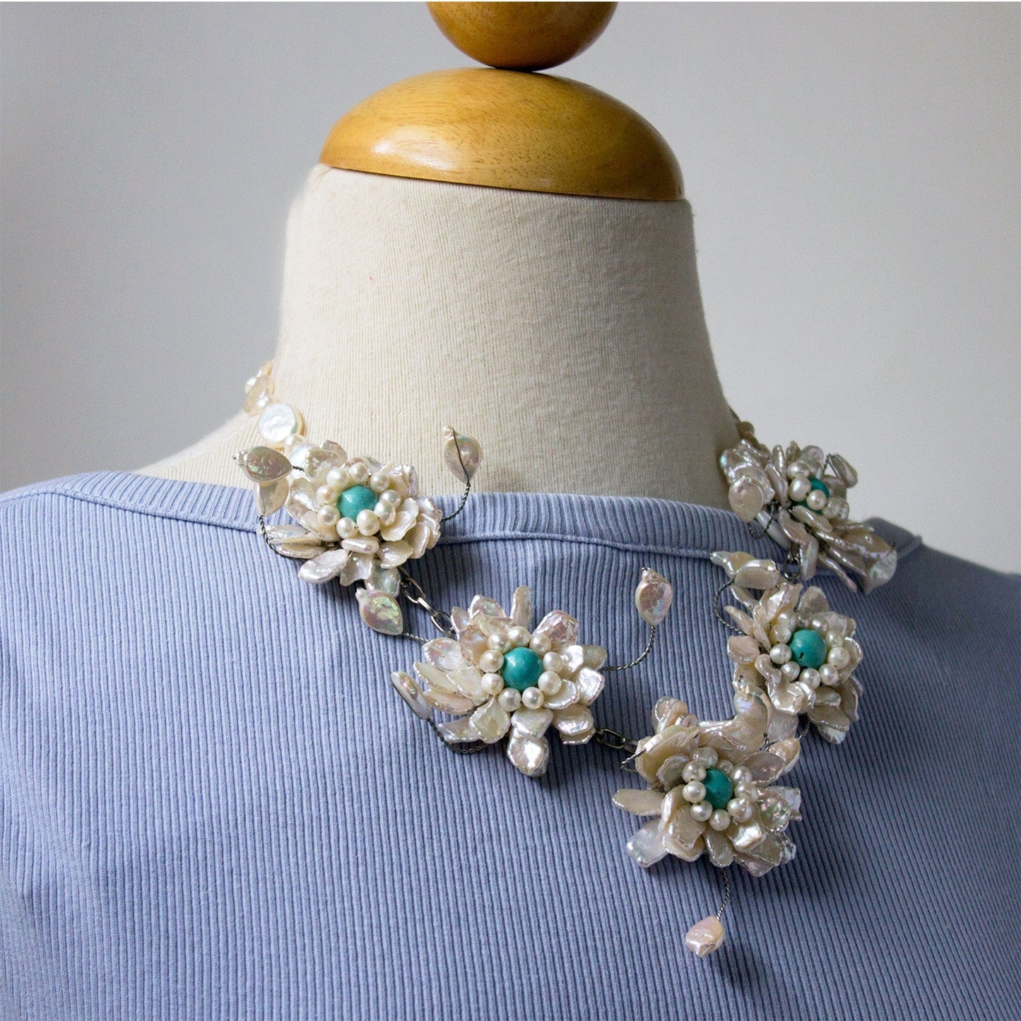 Blossom in Winter Pearl and Stone Necklace