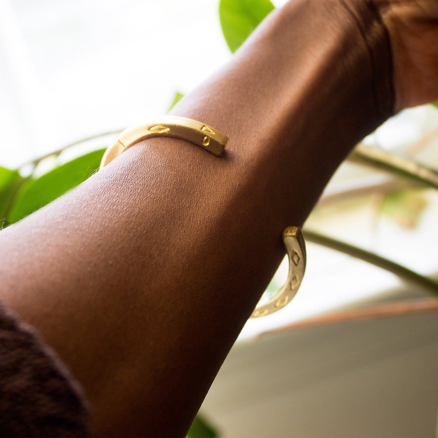 Carved Brass Bangle cuff Jewelry