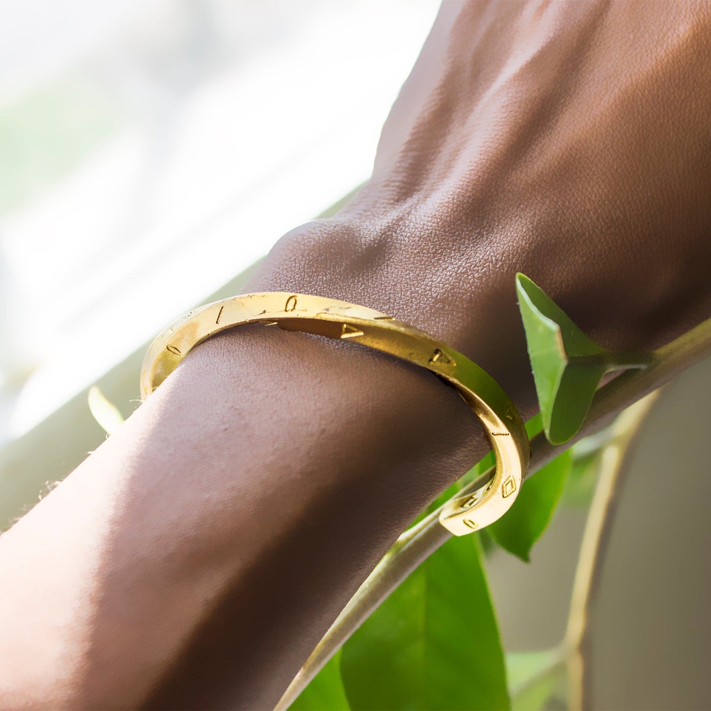 Carved Brass Bangle cuff Jewelry