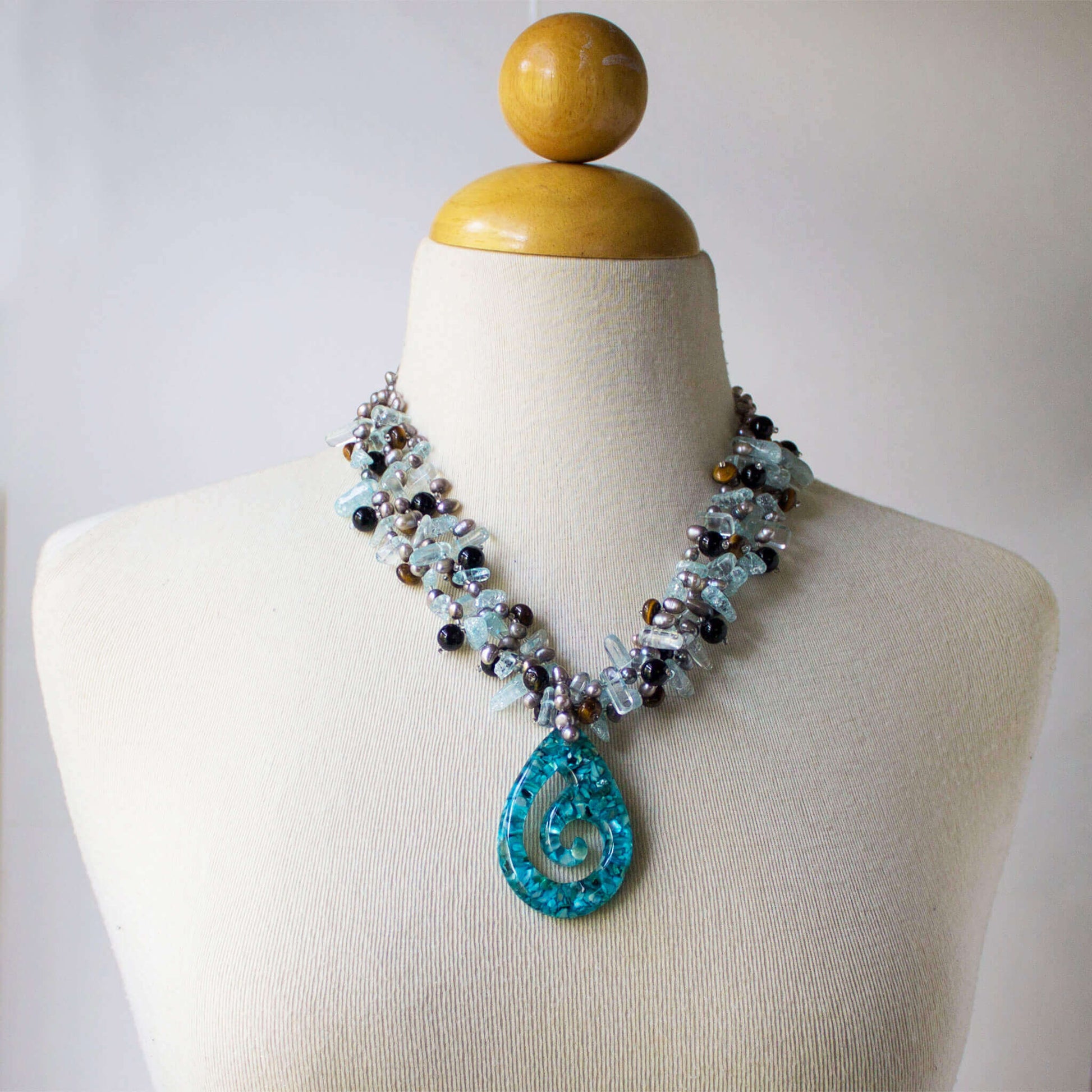 Crystal Blue Drop Necklace Jewelry