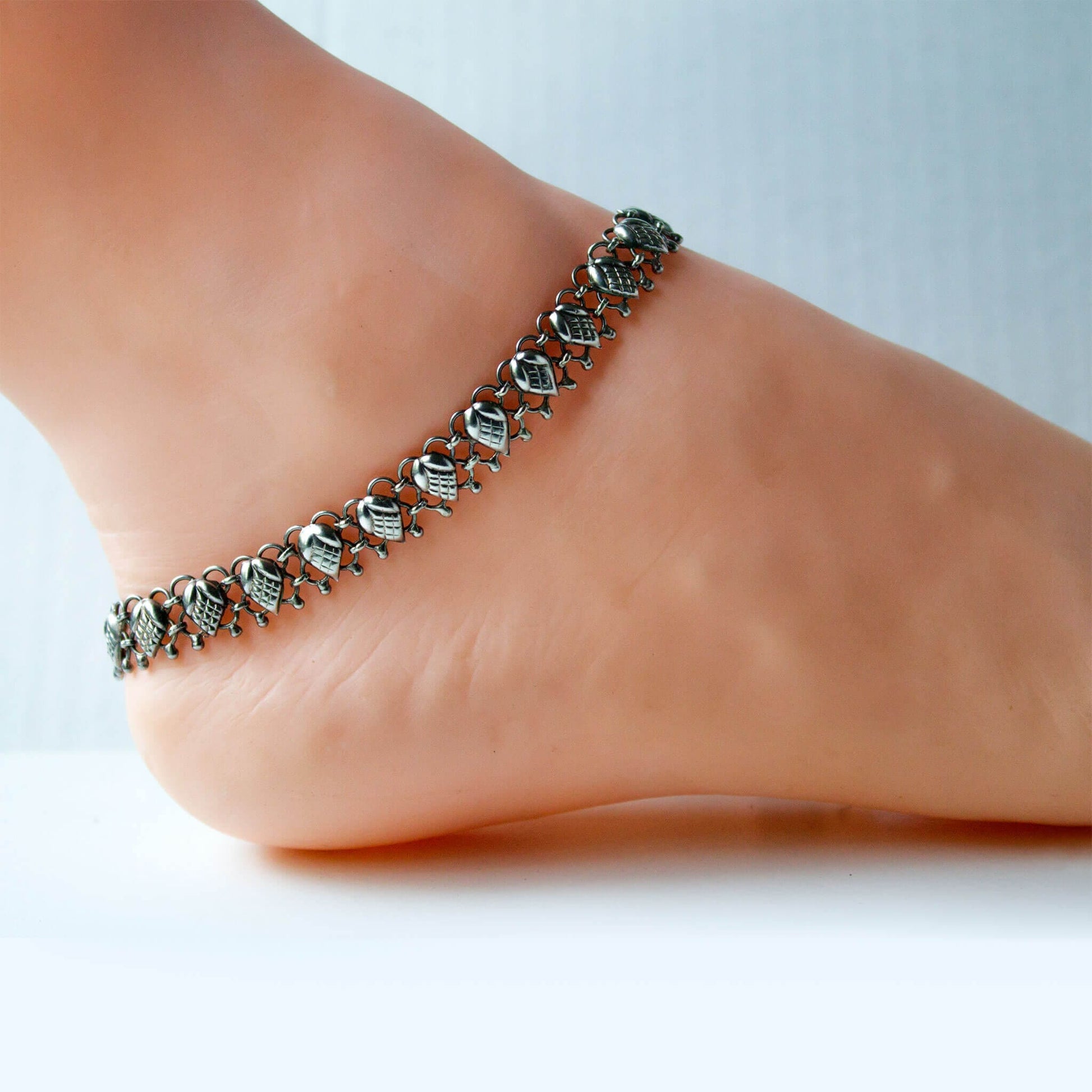 Etched Silver Anklet