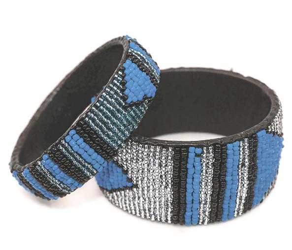 Leather Beaded Bracelet Cuff - Banglez Bazar