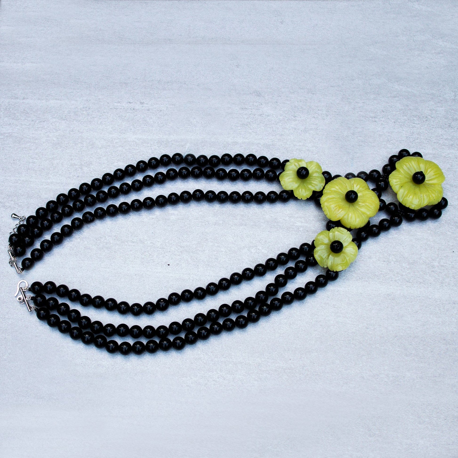 Onyx Flower Necklace Jewelry