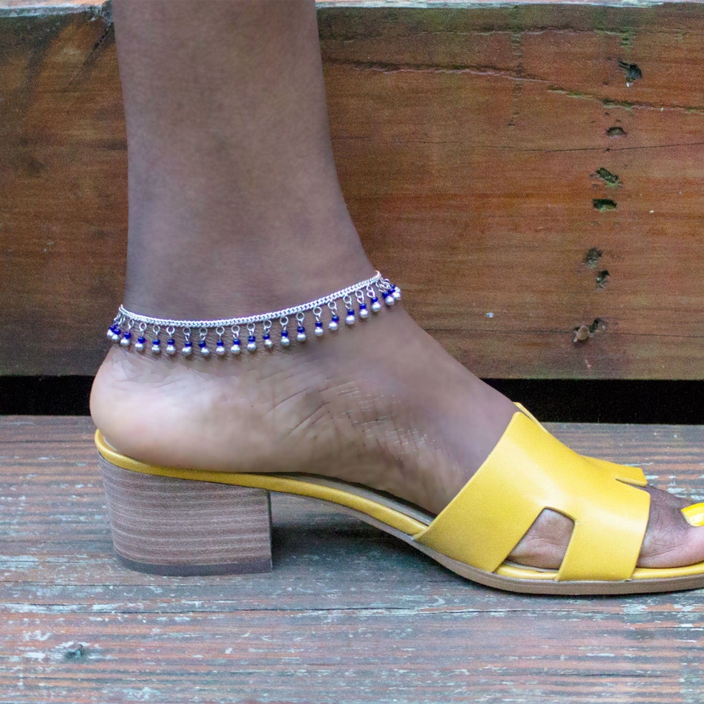 Silver Beaded Anklet