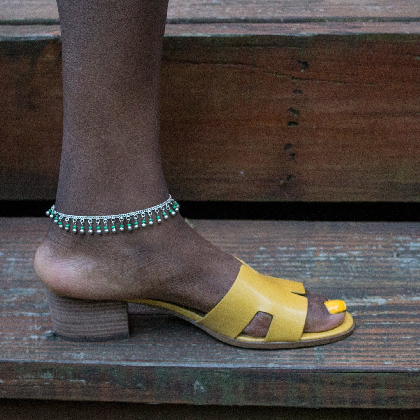 Silver Beaded Anklet