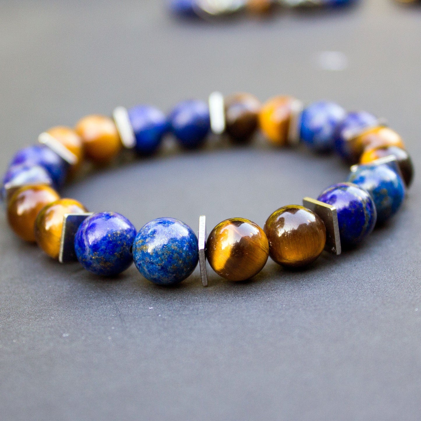 Tiger and Blue Lapis Lazuli Men's bracelets Jewelry